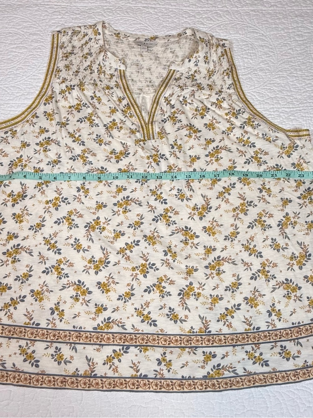 Lucky Brand Floral Sleeveless Split Neck Boho Blouse Top - Picture 6 of 6